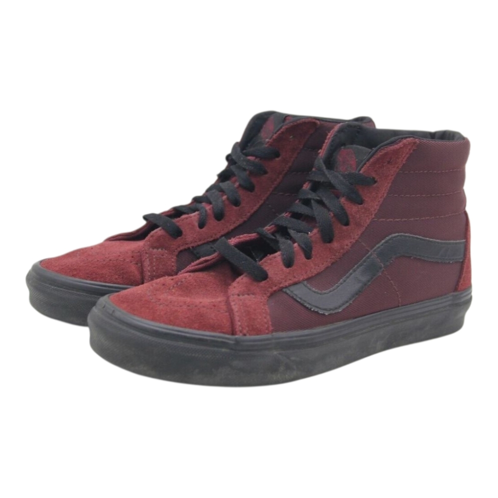 😍Vans Unisex Burgundy and Black High-Top Sneakers